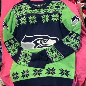NFL Team Apparel Seattle Seahawks Sweater Men’s L Green and Navy Blue